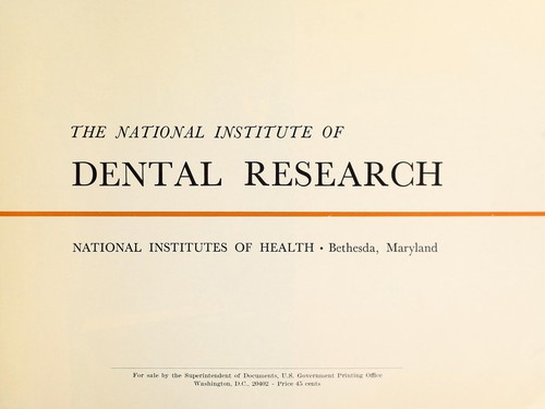 Cover for The National Institute of Dental Research