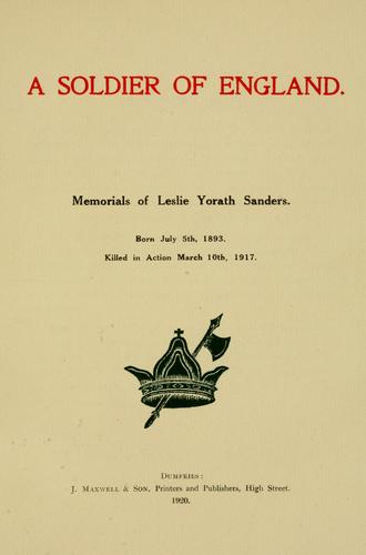 Cover for A soldier of England.