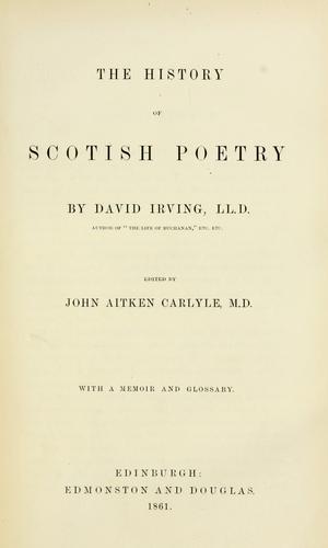 Cover for The history of Scotish poetry