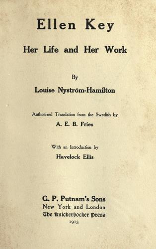 Cover for Ellen Key, her life and her work