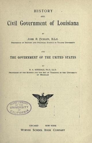Cover for History and civil government of Louisiana