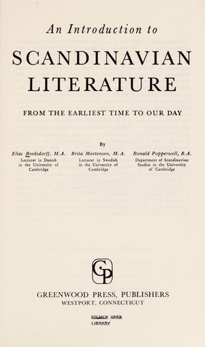 Cover for An introduction to Scandinavian literature, from the earliest time to our day