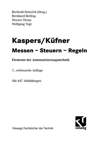 Cover for Kaspers/Küfner Messen -- Steuern -- Regeln