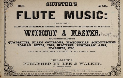 Cover for Shuster's flute music