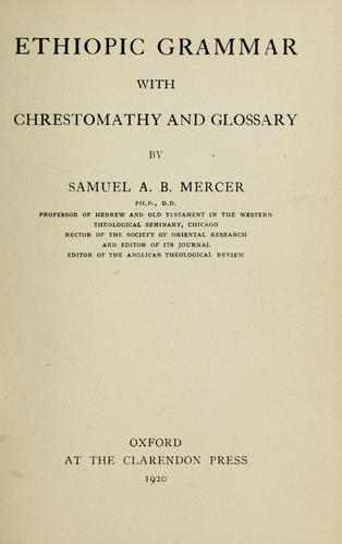 Cover for Ethiopic grammar