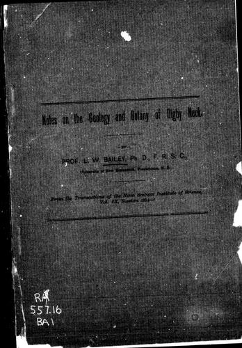 Cover for Notes on the geology and botany of Digby Neck
