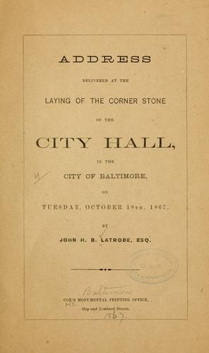 Cover for Address delivered at the laying of the corner stone of the city hall