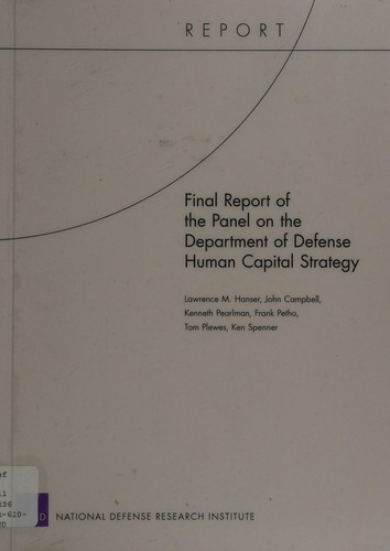 Cover for Final report of the panel on the Department of Defense human capital strategy