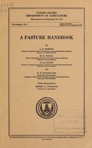 Cover for A Pasture handbook