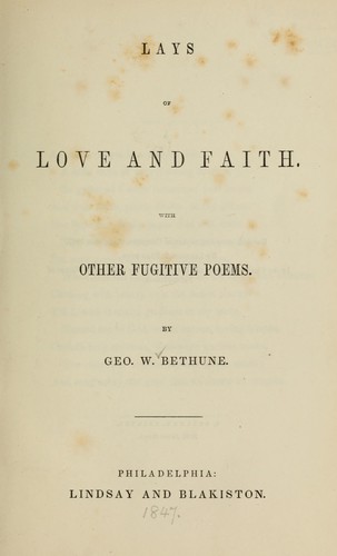 Cover for Lays of love and faith