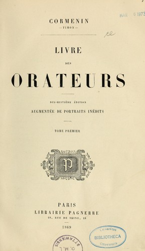 Cover for Livre des orateurs