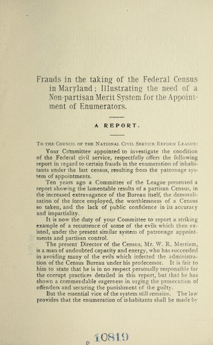 Cover for Frauds in the taking of the federal census in Maryland