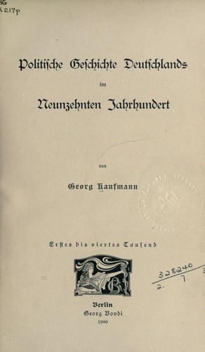Cover for Politische Geschichte Deutschlands im neunzehnten Jahrhundert
