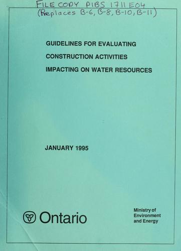 Cover for Guidelines for evaluating construction activities impacting on water resources