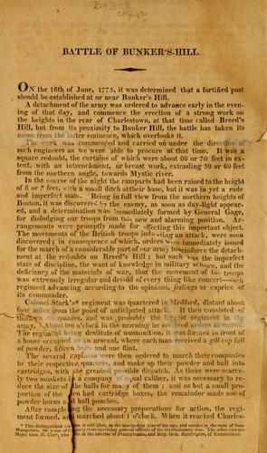 Cover for An  account of the battle of Bunker's Hill