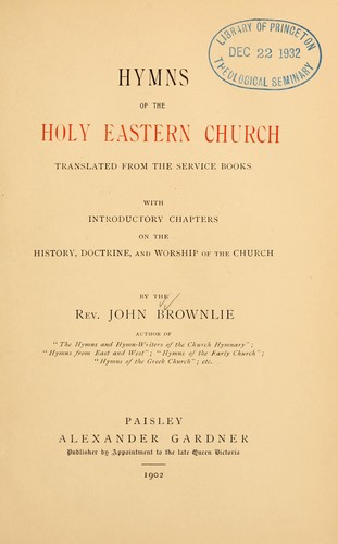 Cover for Hymns of the Holy Eastern church