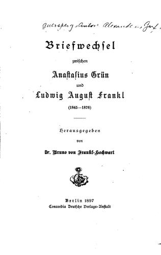 Cover for Briefwechsel zwischen Anastasius Grün