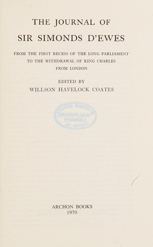 Cover for The journal of Sir Simonds D'Ewes