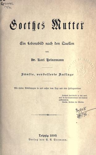 Cover for Goethes Mutter
