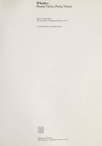 Cover for Whistler, prosaic views, poetic vision