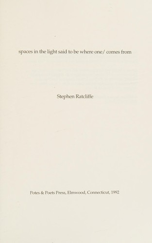 Cover for Spaces in the light said to be where one/comes from