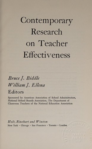 Cover for Contemporary research on teacher effectiveness.