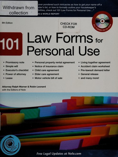 Cover for 101 law forms for personal use