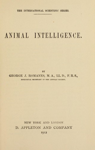 Cover for Animal intelligence