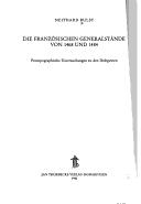 Cover for Die Französischen Generalstände von 1468 und 1484