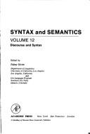 Cover for Discourse and syntax
