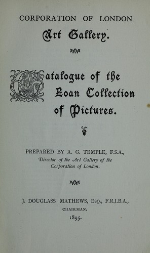 Cover for Catalogue of the loan collection of pictures