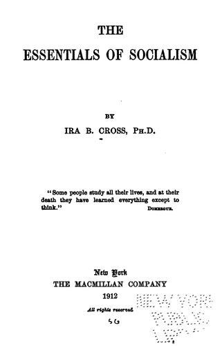 Cover for The essentials of socialism
