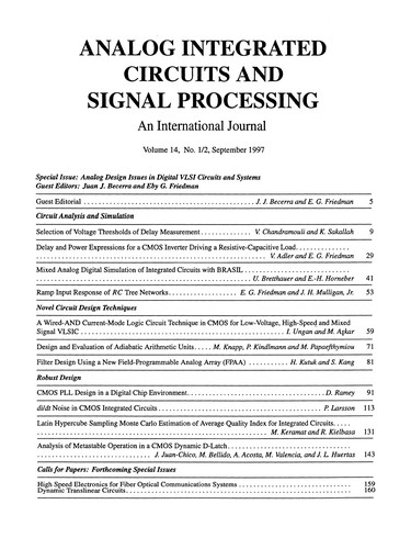 Cover for Analog Design Issues in Digital VLSI Circuits and Systems