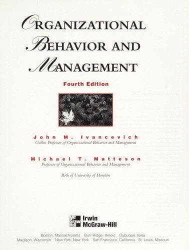 Cover for Org Beh Mgmt Intl Ed