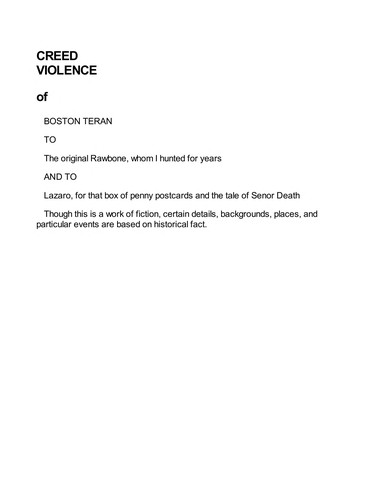 Cover for The creed of violence