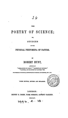 Cover for The poetry of science; or, Studies of the physical phenomena of nature