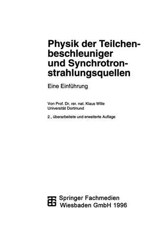 Cover for Physik der Teilchenbeschleuniger und Synchrotronstrahlungsquellen
