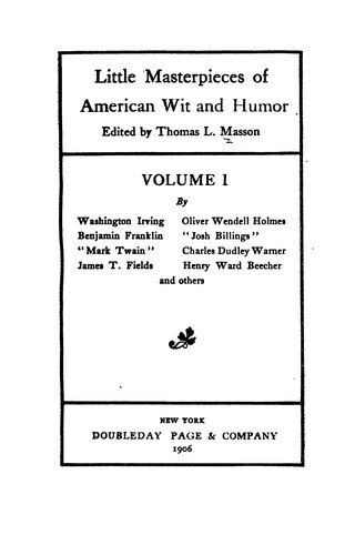 Cover for Little masterpieces of American wit and humor