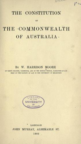 Cover for The constitution of the commonwealth of Australia