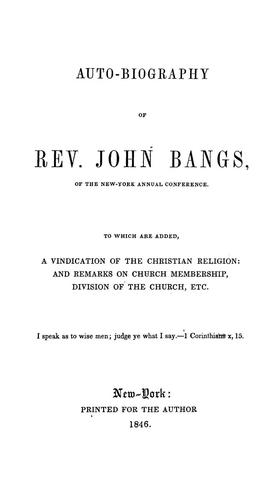 Cover for Auto-biography of Rev. John Bangs, ...