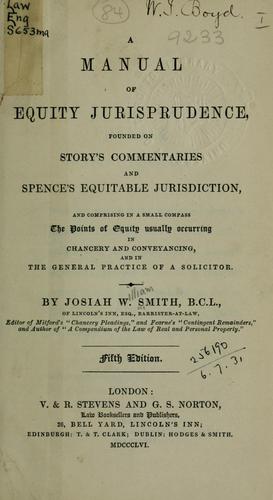 Cover for A manual of equity jurisprudence