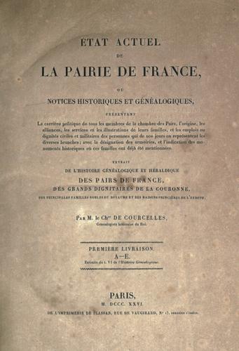 Cover for ©ØEtat actuel de la pairie de France
