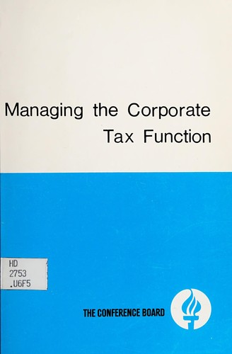 Cover for Managing the corporate tax function