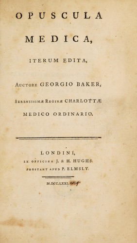Cover for Opuscula medica, iterum edita
