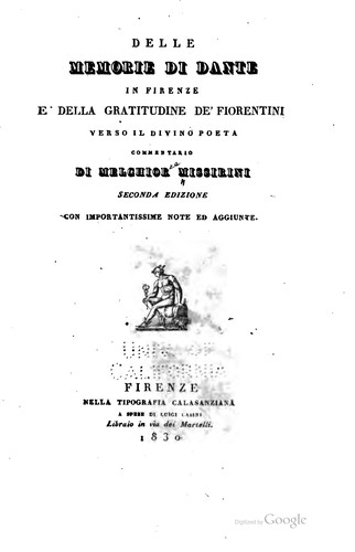 Cover for Delle memorie di Dante in Firenze