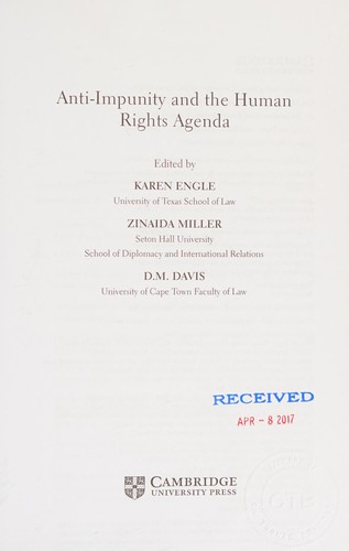 Cover for Anti-Impunity and the Human Rights Agenda