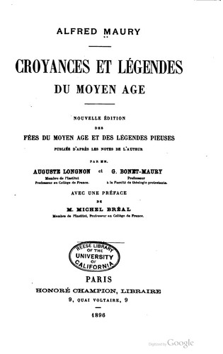 Cover for Croyances et légendes du moyen âge; Nouvelle édition