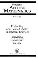 Cover for Probability and Related Topics in Physical Sciences (Lectures in Applied Mathematics Series, Vol 1a)