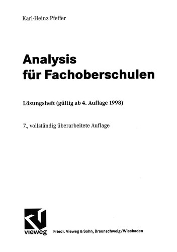 Cover for Analysis für Fachoberschulen