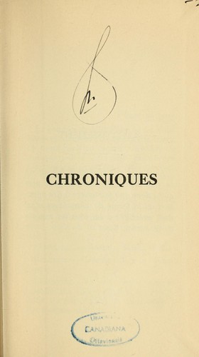 Cover for Chroniques